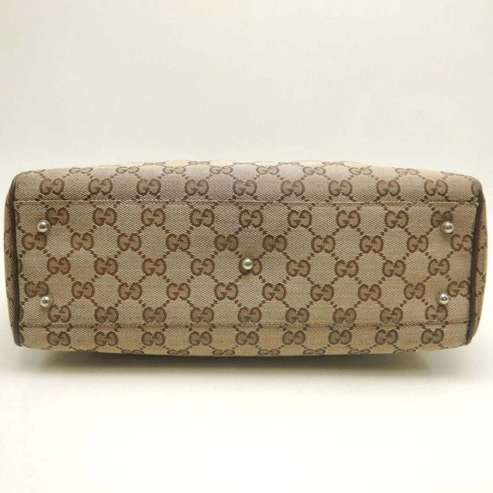 GUCCI Sherry Line 105810 Handbag GG Canvas x Leather Beige Women's 253780 - Picture 7 of 16